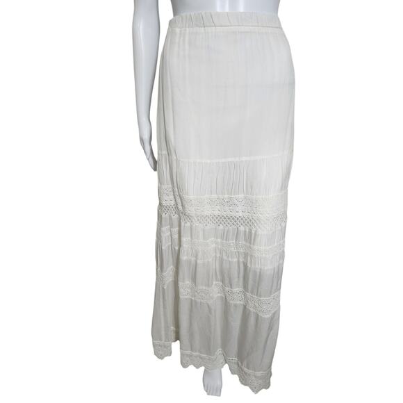 Johnny Was 2X Skirt Tier Maxi Scalloped Bottom Elastic Waist Bohemian Broomstick - Picture 2 of 13
